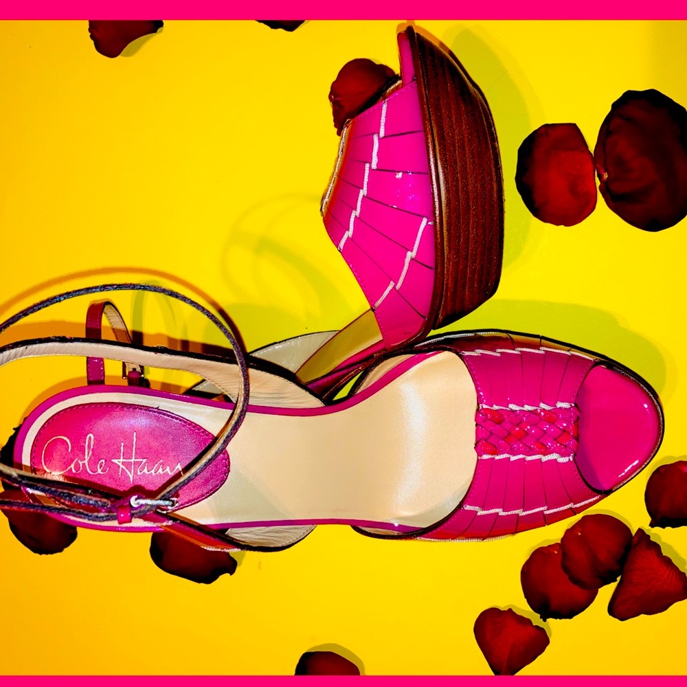 Cole Haan Stiletto Platform Peep Toe Ankle Strap